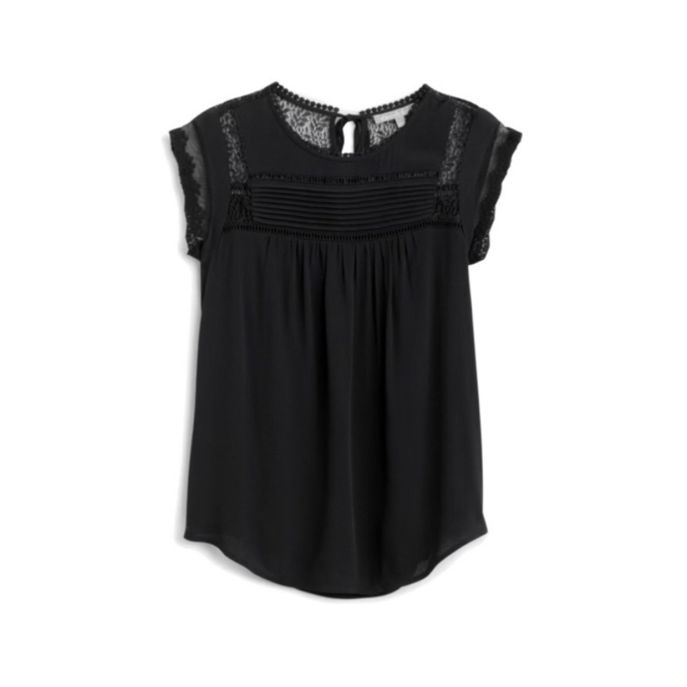 Daniel Rainn Becru Black Lace Blouse Back Bow Stitch Fix Exclusive XXL NWT